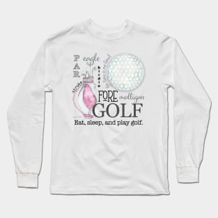 Pink Golf Art Long Sleeve T-Shirt